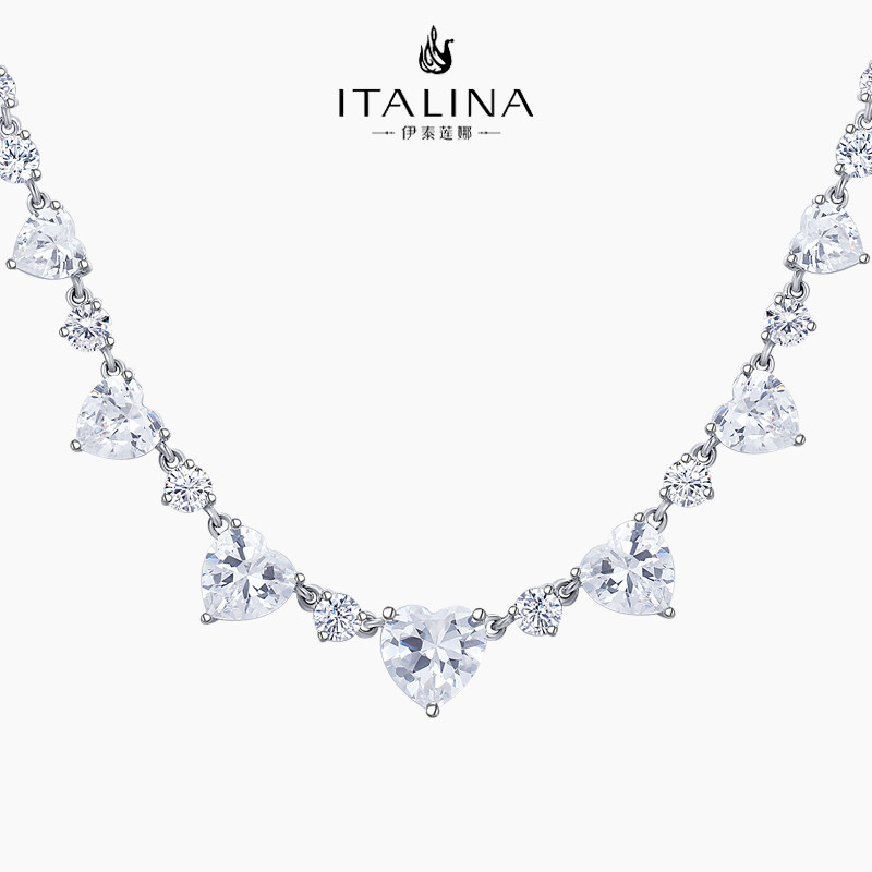 伊泰莲娜百搭款项链女优雅吸睛爱心锁骨短链饰品情人节礼物送女友