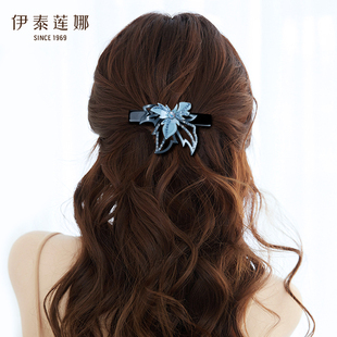 伊泰莲娜 6CM鉄夹小树叶镶钻发夹 发量少顶夹 高级感头饰发饰 女