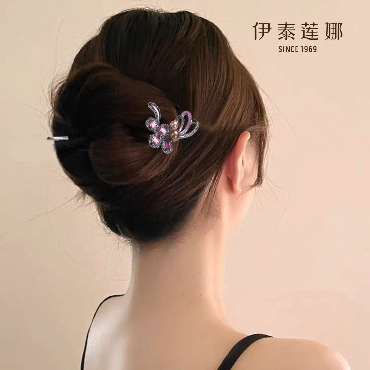 伊泰莲娜凤羽水钻仿珍珠发簪