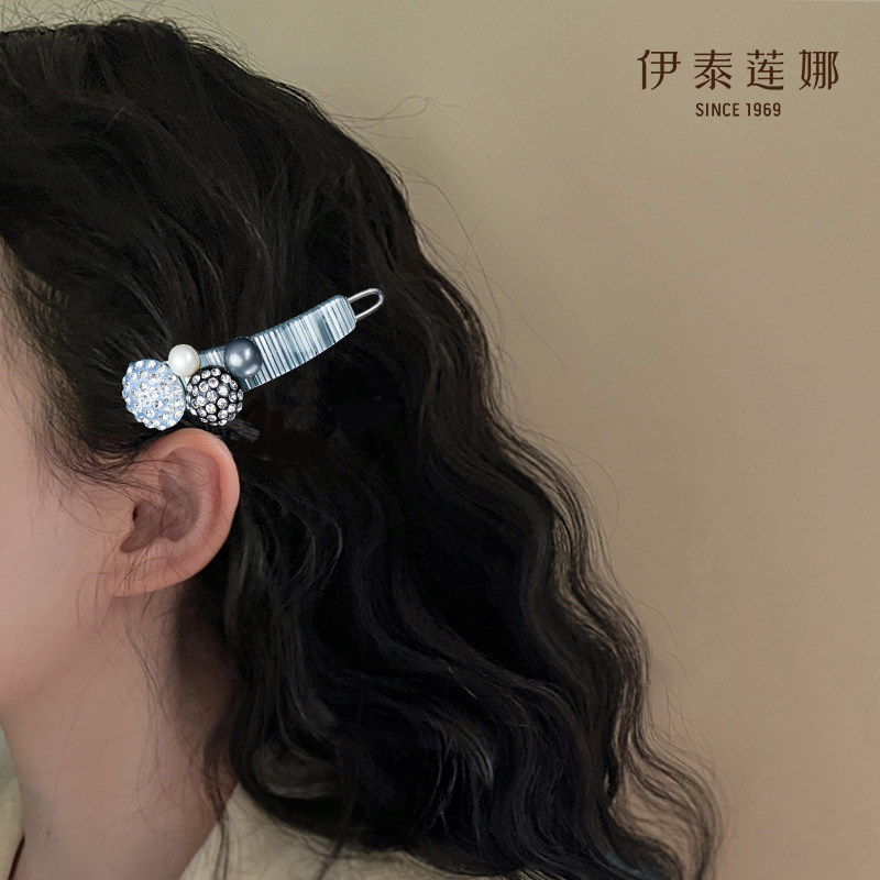 伊泰莲娜 梦幻镶钻法国板材边夹刘海夹 高级感前额碎发小发夹 女图片