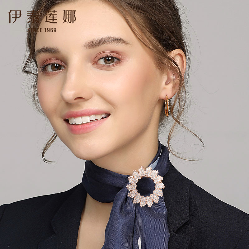 唯美轻奢玫瑰金色丝巾披肩扣水晶两用胸针别针胸花伊泰莲娜爆款