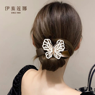 彩蝶翩翩马尾夹发量中多双色选顶夹横夹高级感盘发夹女伊泰莲娜