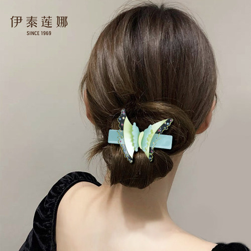伊泰莲娜轻奢蝴蝶镶钻醋酸发夹