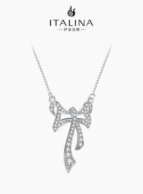 伊泰莲娜蝴蝶结925银锁骨项链女