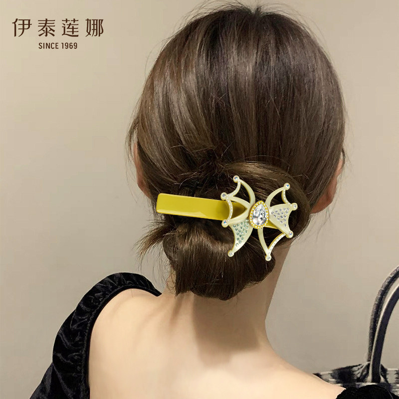 伊泰莲娜姜黄色镂空蝴蝶大发夹 发量多8.2CM鉄夹发卡脑后勺盘发夹