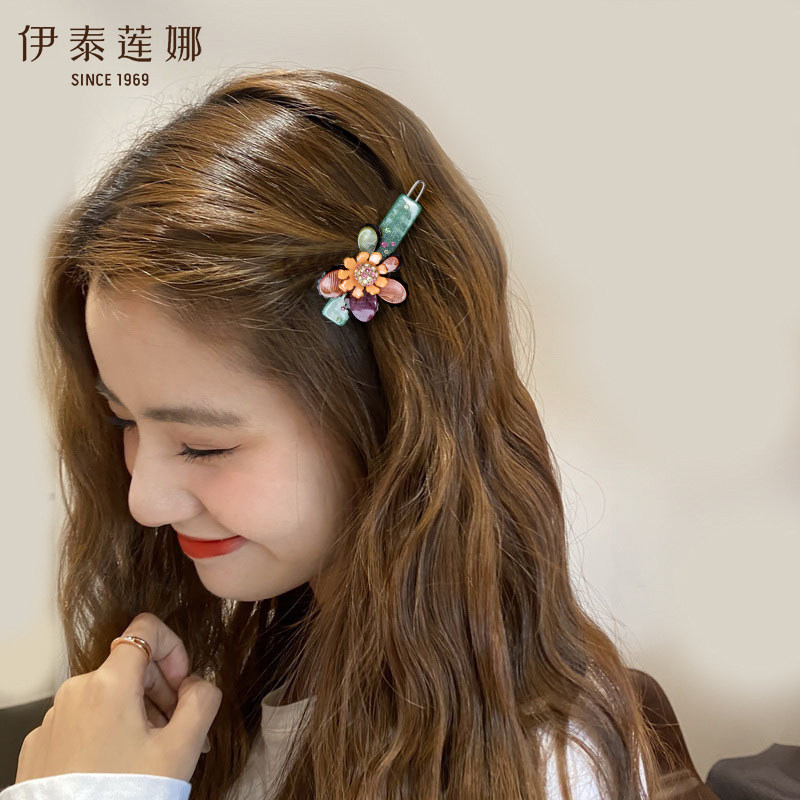 伊泰莲娜橙花绿侧边前额碎发边夹图片