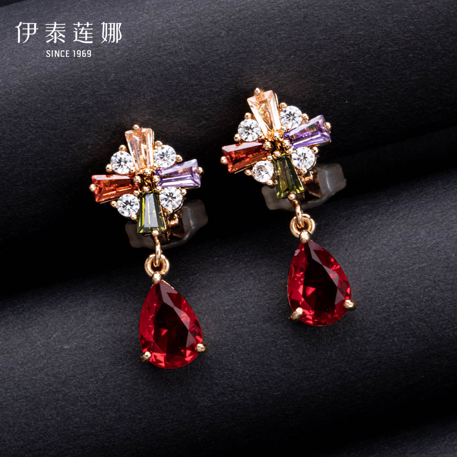 伊泰莲娜彩色锆石耳夹耳环两款选
