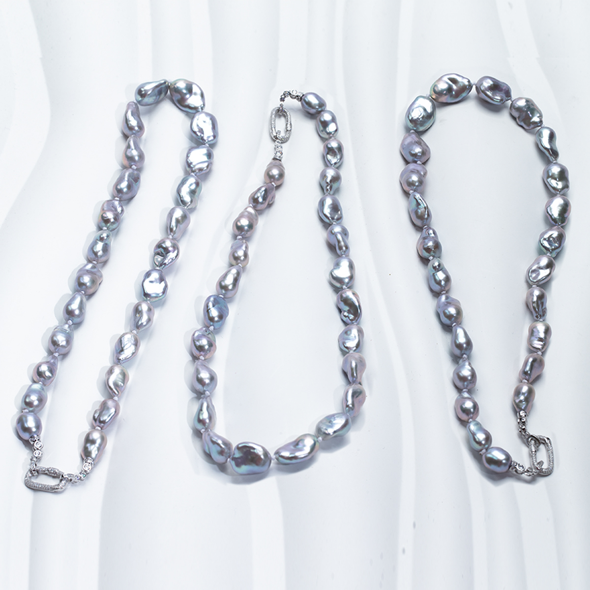 【小蓝血】淡水巴洛克珍珠满串项链蓝光S925银扣头