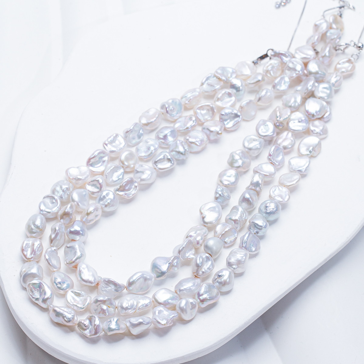 【高版本冰川蓝】天然淡水无核野生keshi珍珠项链