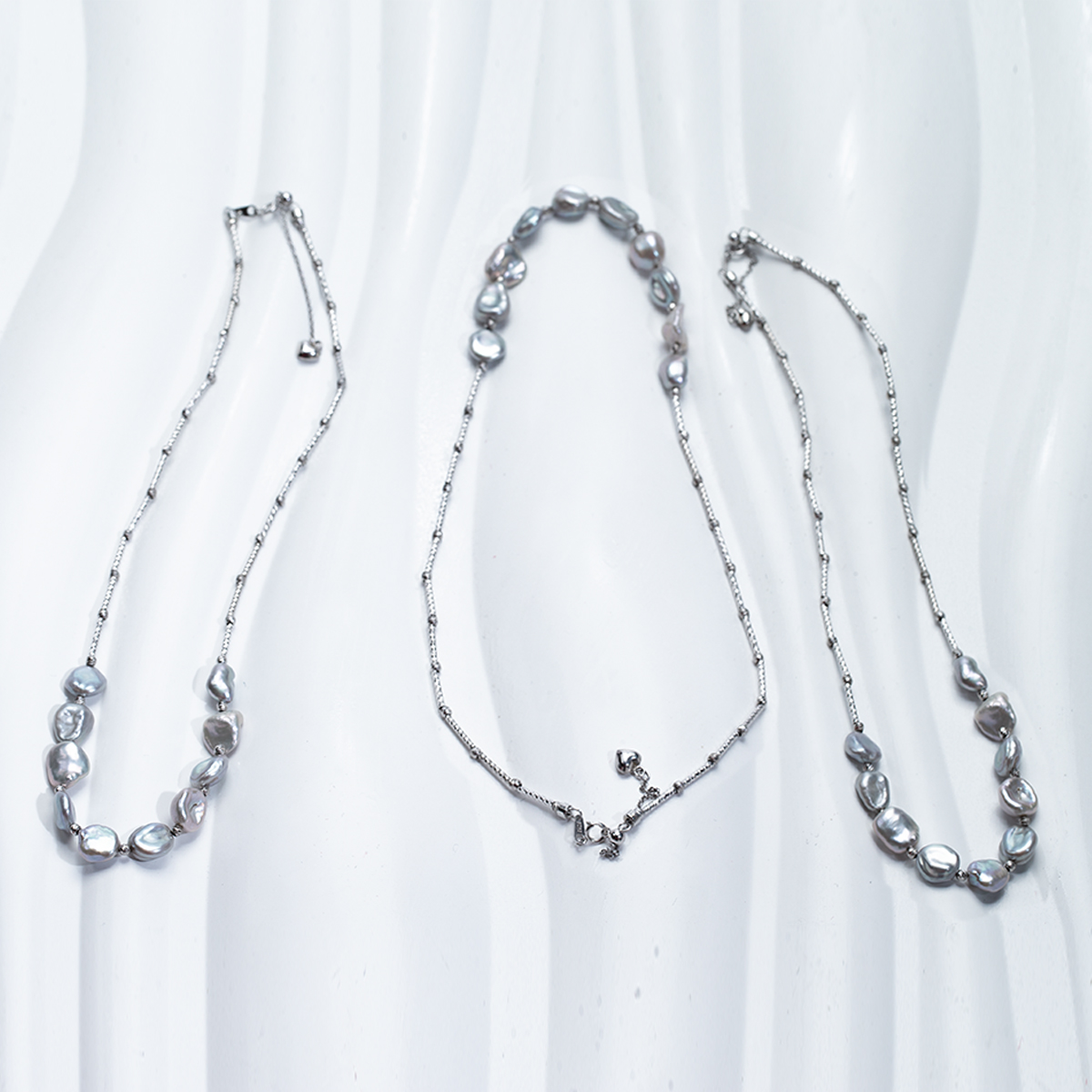 【花瓣】天然淡水野生无核keshi珍珠通体S925项链