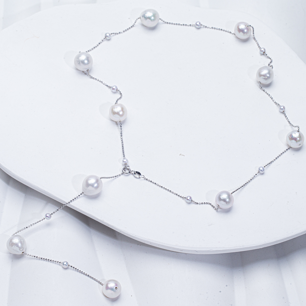 【双十一第③弹】皱皮巴洛克满天星60cm纯银毛衣链