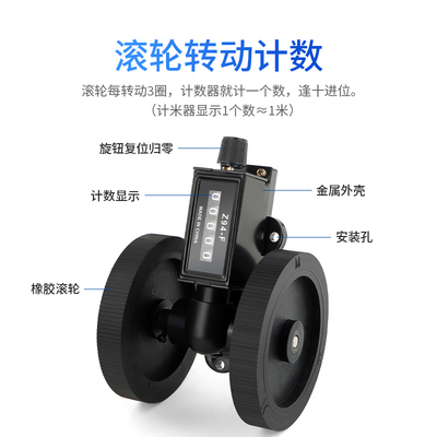 Z94-F计米器计码器滚轮式记数器机械长度计数器工业计码表验布