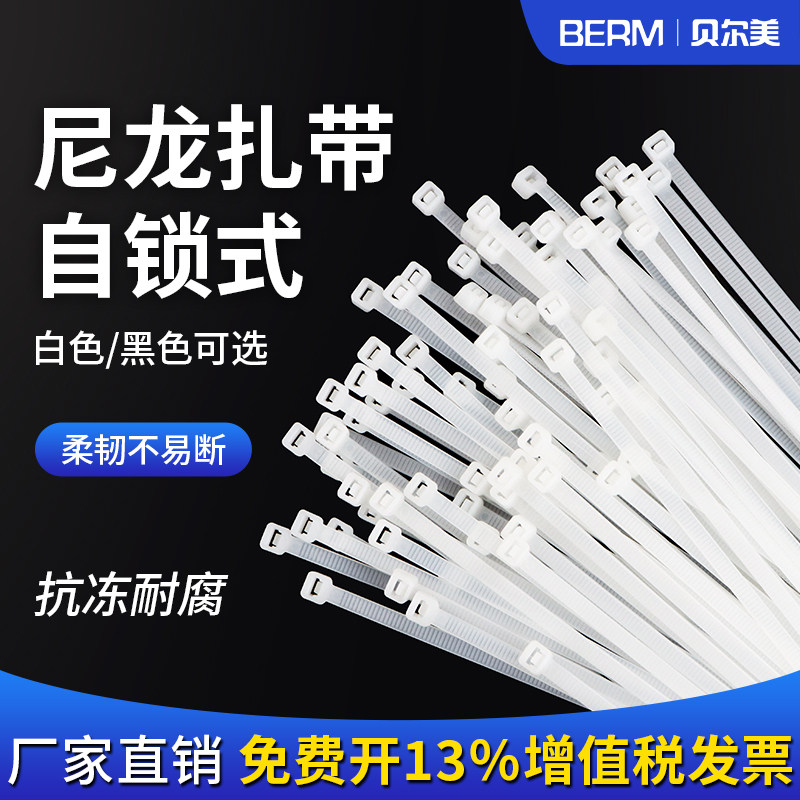 尼龙扎带束线带塑料捆绑带高强度固定扎绳拉紧器丝黑白色3*4*5*8