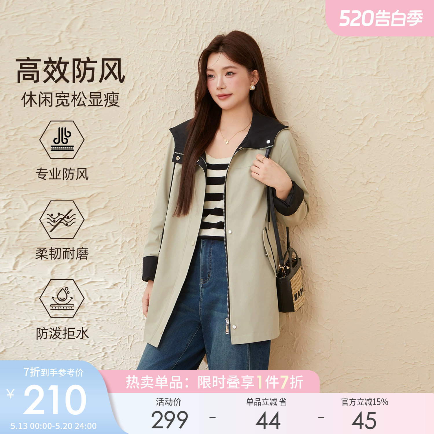 采多宝大码女装胖mm2025冬季新款中长款派克式宽松正肩风衣外套
