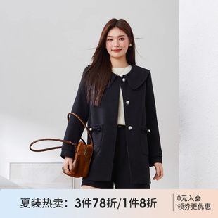 娃娃翻领中长款 采多宝高端大码 新款 女装 气质厚外套 胖mm2025秋冬季