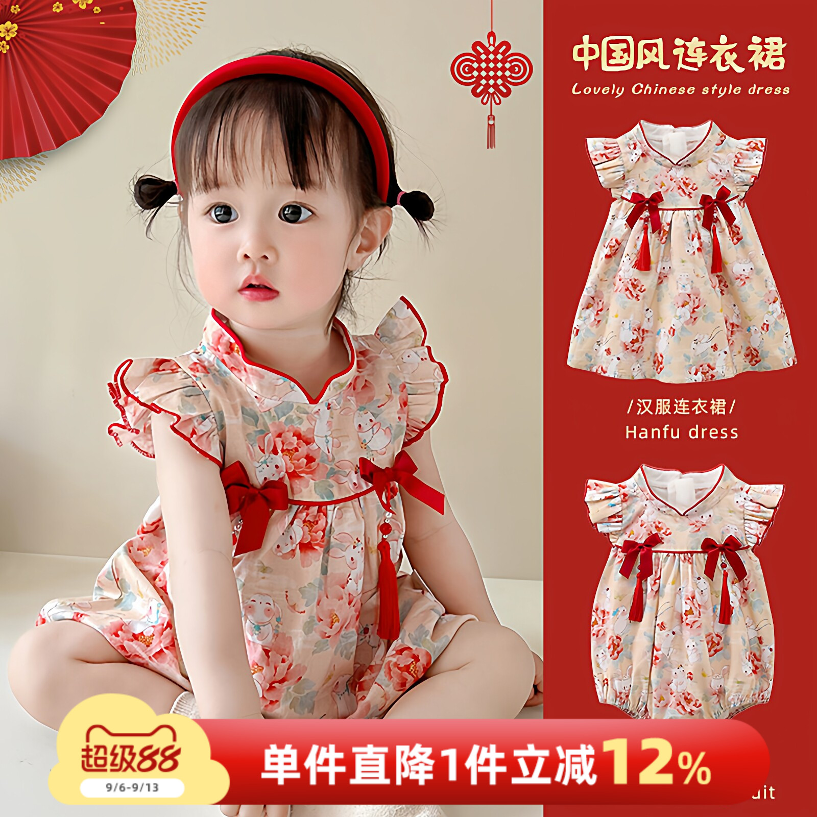 中国风周岁女宝宝礼服图片