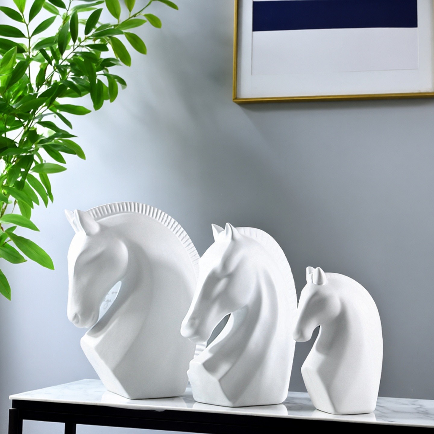 抽象白色陶瓷玄关电视柜软装饰品