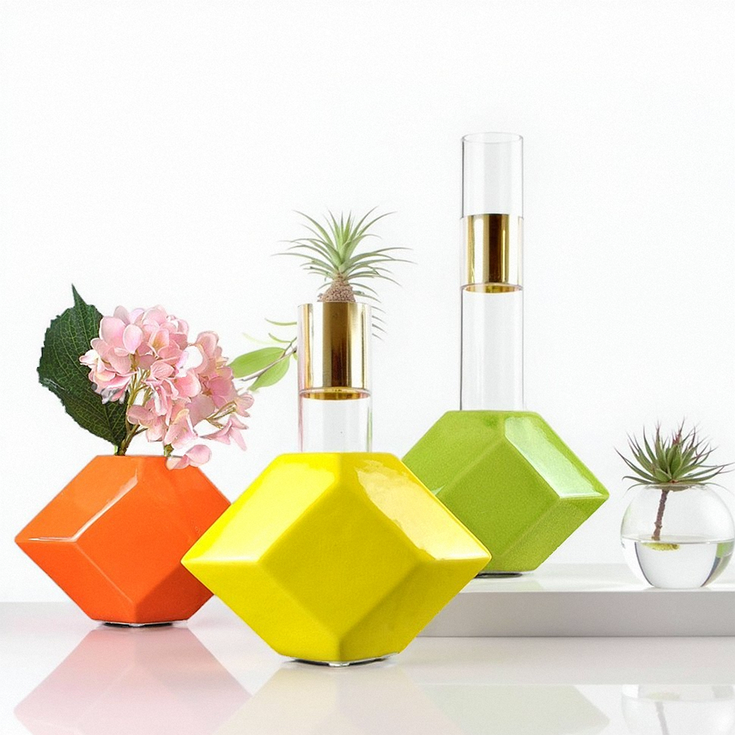 简约现代菱形儿童房摆件折纸花瓶