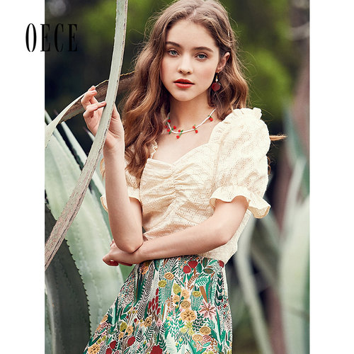 Oece春夏新款女装法式复古港味设计感小众衬衫上衣