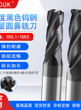 高品质高精60度钨钢涂层圆鼻铣刀不锈钢钢件用1R0.1-16R3标长加长