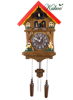 石英咕咕钟布谷鸟挂钟光控整点小鸟报时6116木制挂钟