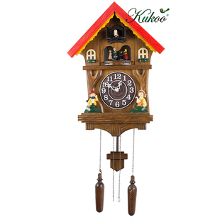 石英咕咕钟布谷鸟挂钟光控整点小鸟报时6116木制挂钟