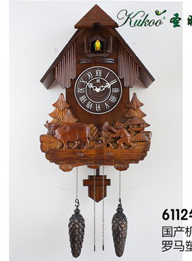 欧式实木雕刻咕咕钟布谷鸟挂钟儿童报时钟