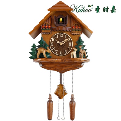 实木手工雕刻整点小鸟报时钟