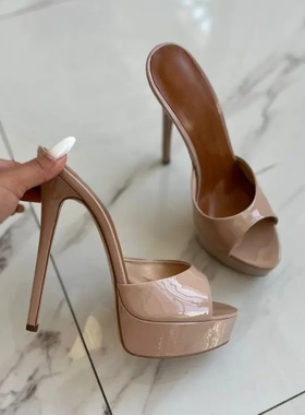 圆头水台时装凉鞋法式轻奢细跟宴会女鞋women sandals 16CM