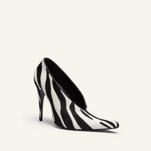 Zebra Pointed Toe Stiletto Heels Pumps Large Size Shoe时装鞋