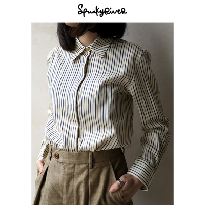 法式优雅进口纯棉条纹衬衫