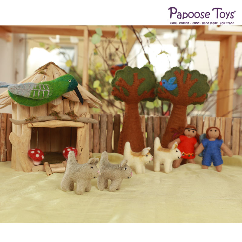 澳洲Papoose Toys进口纯手工羊毛毡玩具小狗兔子猫动物玩偶礼物