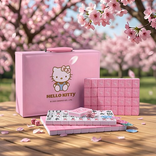 hello麦当劳哈喽kitty麻将红色礼盒kt家用手搓卡通麻雀牌可爱联名