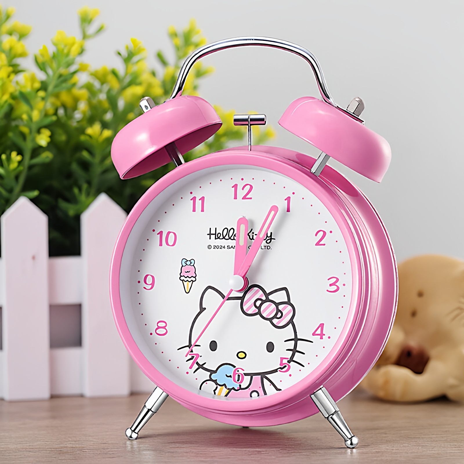 三丽鸥helloKitty库洛米打铃闹钟儿童女孩高颜值简单实用静音走针