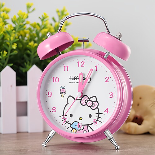 三丽鸥helloKitty库洛米打铃闹钟儿童女孩高颜值简单实用静音走针