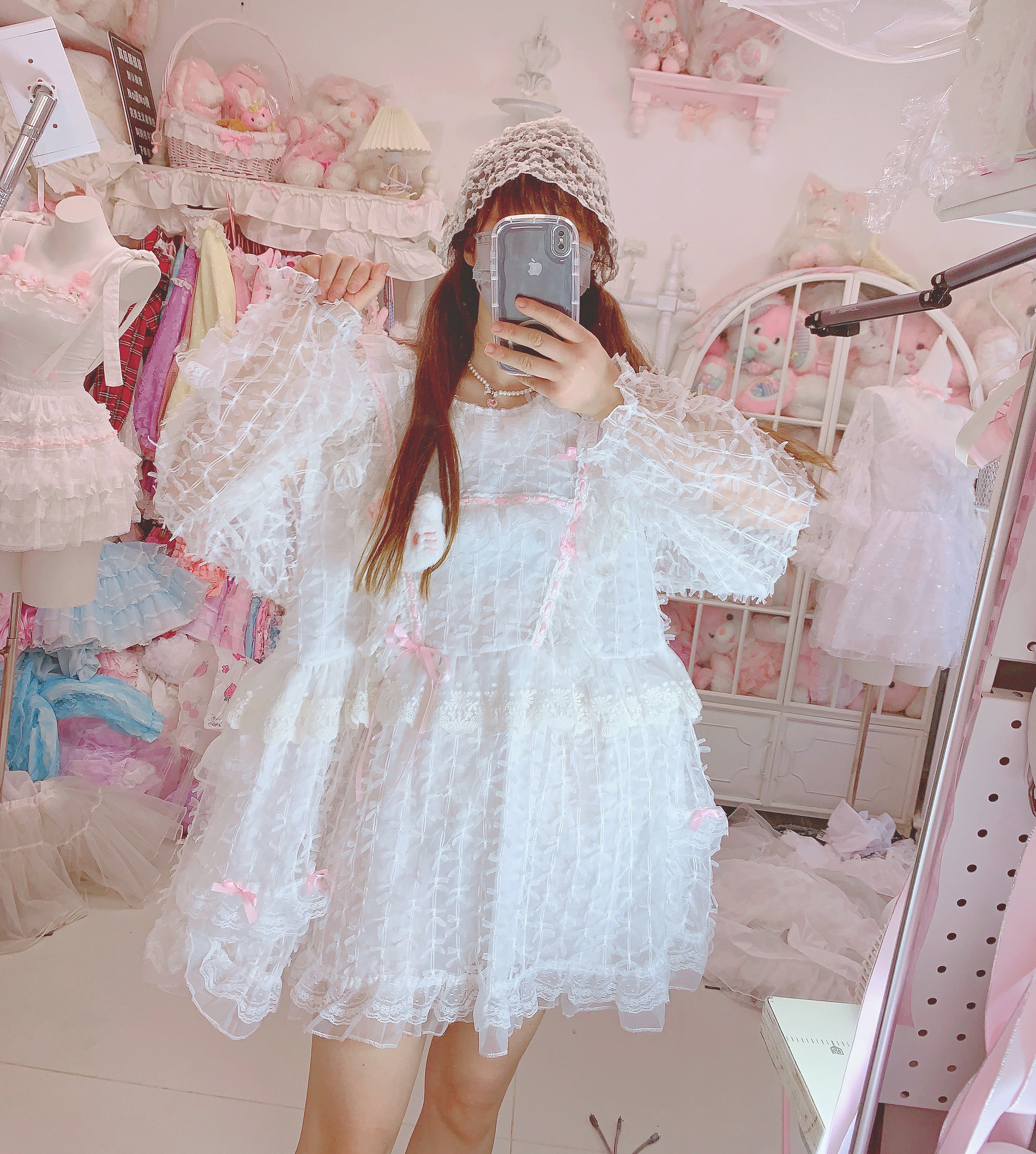 原创仙气飘飘小花瓣唯美系甜美可爱宽松减龄显瘦遮肉娃娃裙连衣裙