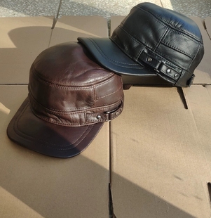 可调节 加厚保暖户外男款 男士 牛皮帽子羊皮真皮护耳棉帽中老年冬季