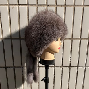 女士狐狸毛护耳蒙古帽三尾民族风真皮真毛秋冬户外保暖东北拍照