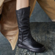 中筒靴子女2025新款 短靴 厚底骑士靴小个子增高时尚 爆款 英伦真皮鞋