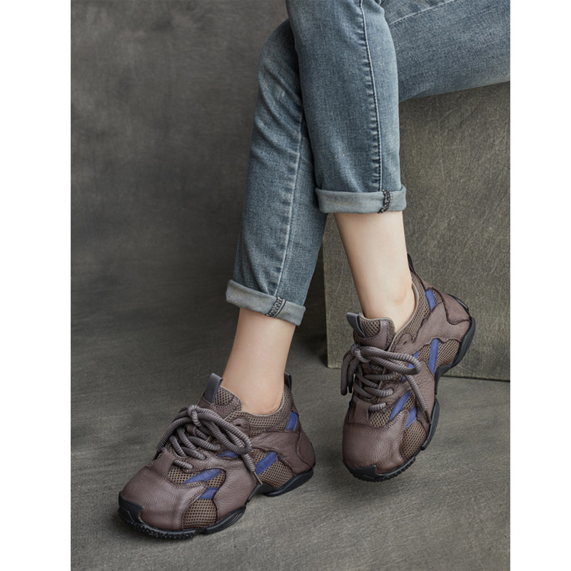 2025秋季新款真皮圆头英伦风系带拼色厚底休闲鞋轻便老爹鞋女拼色,女鞋,时尚休闲鞋,淘宝优惠券,粉丝福利购,淘宝优惠卷