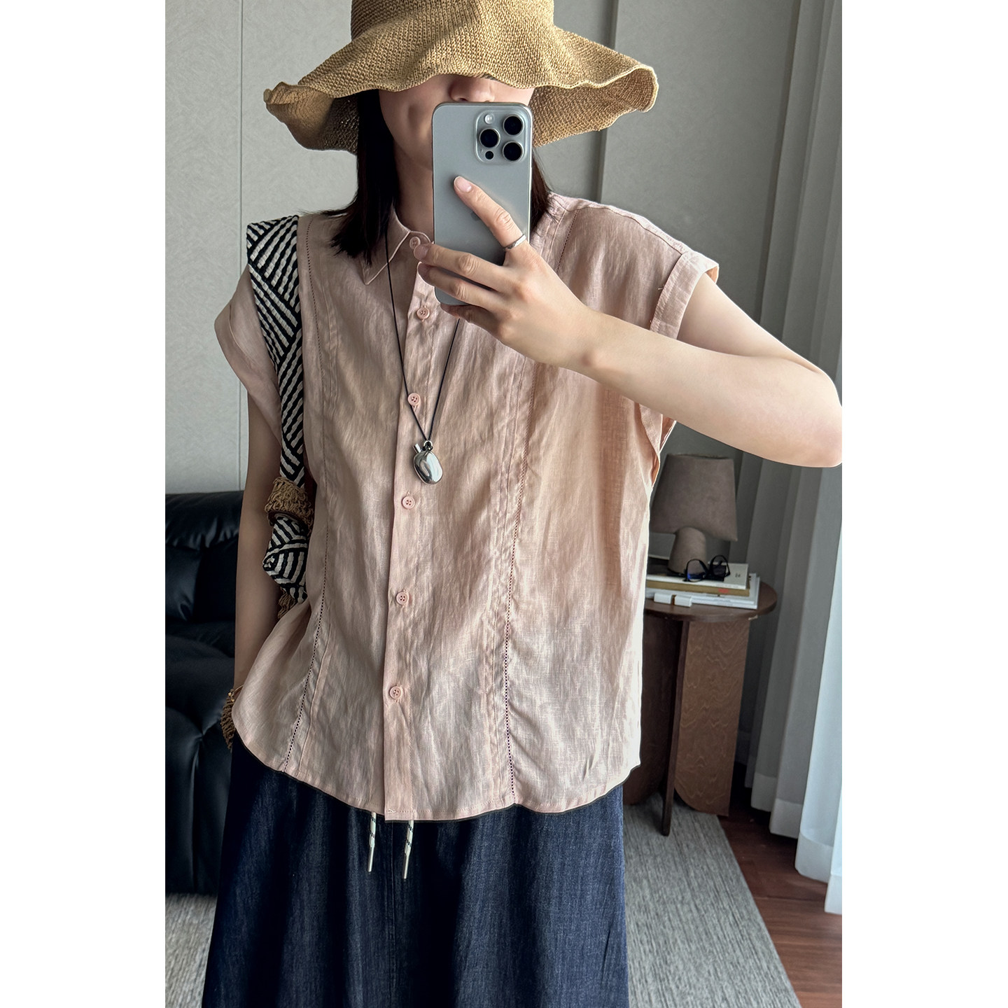 高品质翻领单排扣休闲百搭衬衫女