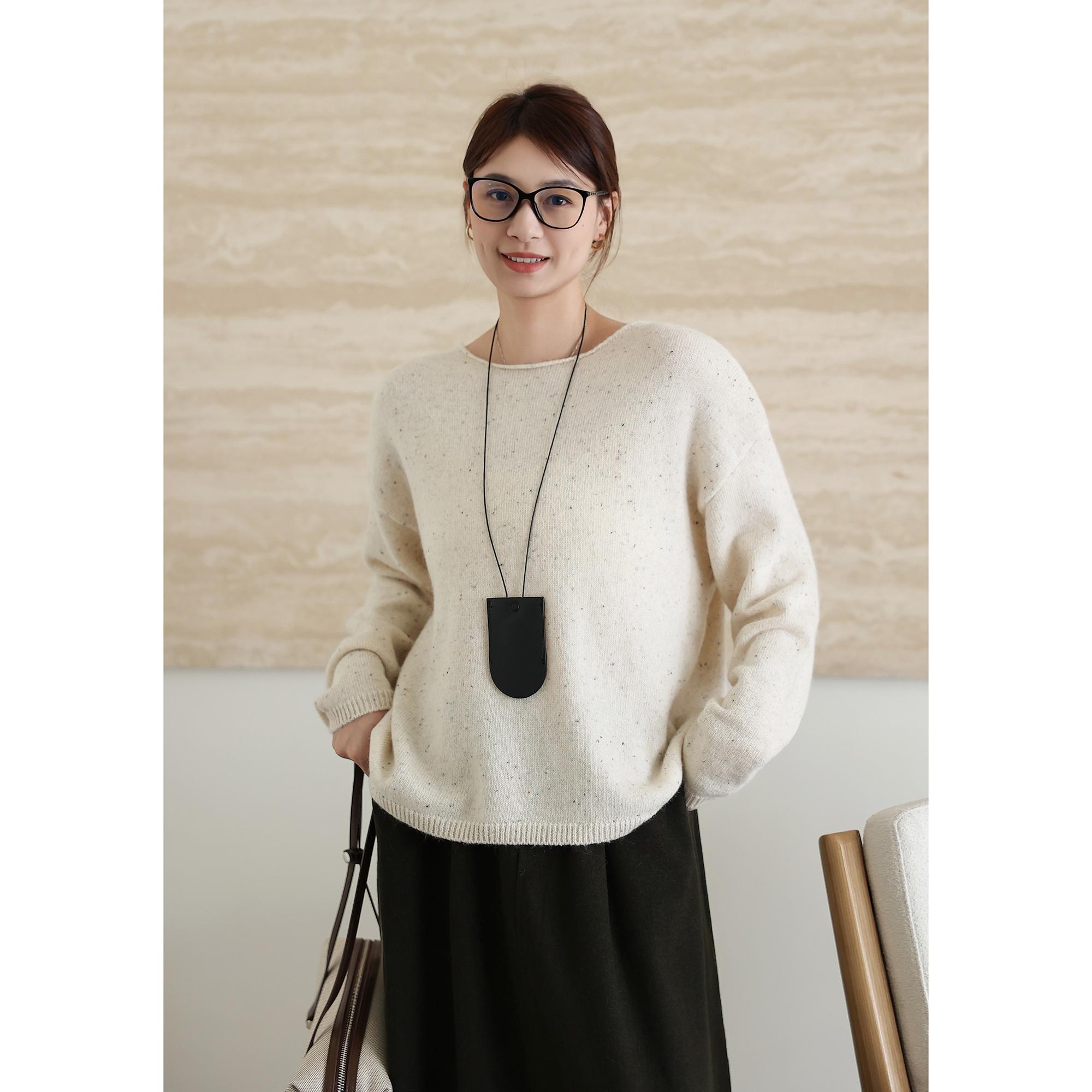 彩点针织衫软糯圆领套头宽松休闲