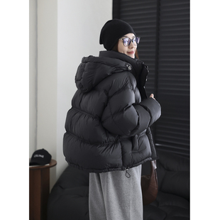 韩版休闲加厚高克重90白鸭绒羽绒服冬季新品连帽可拆卸云朵面包服