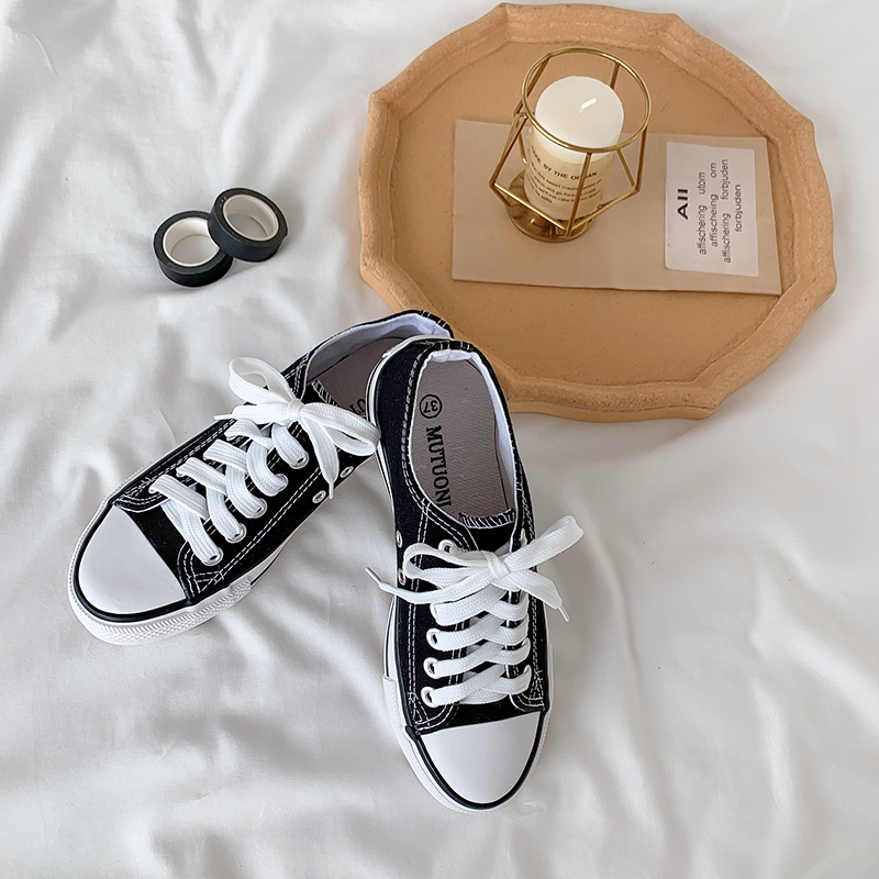 Real shot real price Korean versatile bottom top canvas shoes women's flat bottom small white shoes student casual shoes