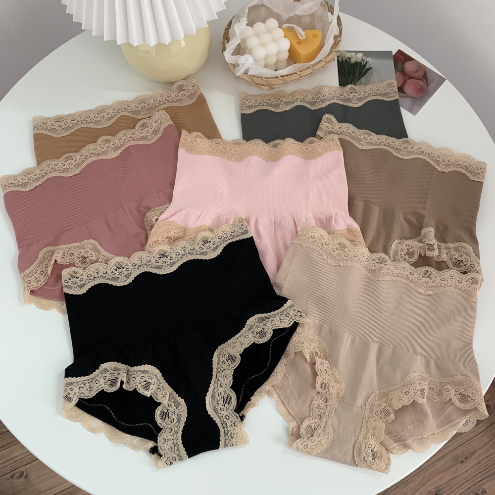 Real shot real price Korean version mid waist abdominal underwear women's buttocks lift thin waist waist small belly high waist waist waist pants