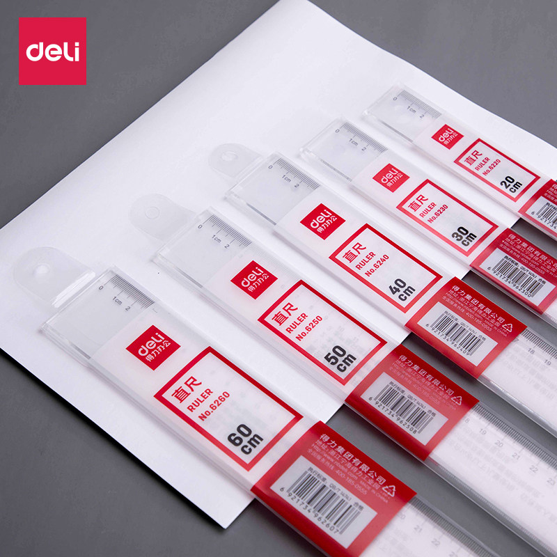문구류 플라스틱 눈금자 20|30|60CM 규모의 그리기 및 매핑 도구가 있는 초등학생을 위한 델리 플라스틱 눈금자