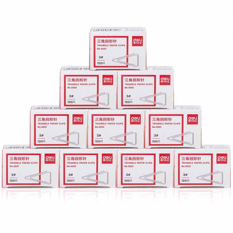 델리 종이 클립 삼각형 종이 클립 사무용품 금속 실버 파일 주최자 니켈 도금 녹 방지 스윙 바늘