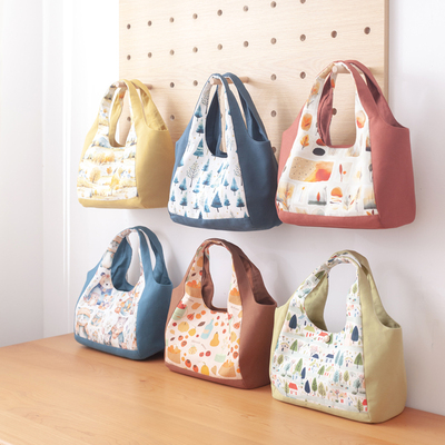 手工自制diy材料包 日常手拎袋  手作缝纫布艺 视频制作教程