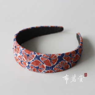 云南大理白族手工扎染发箍头饰民族风布艺蓝染发卡子成人儿童通用