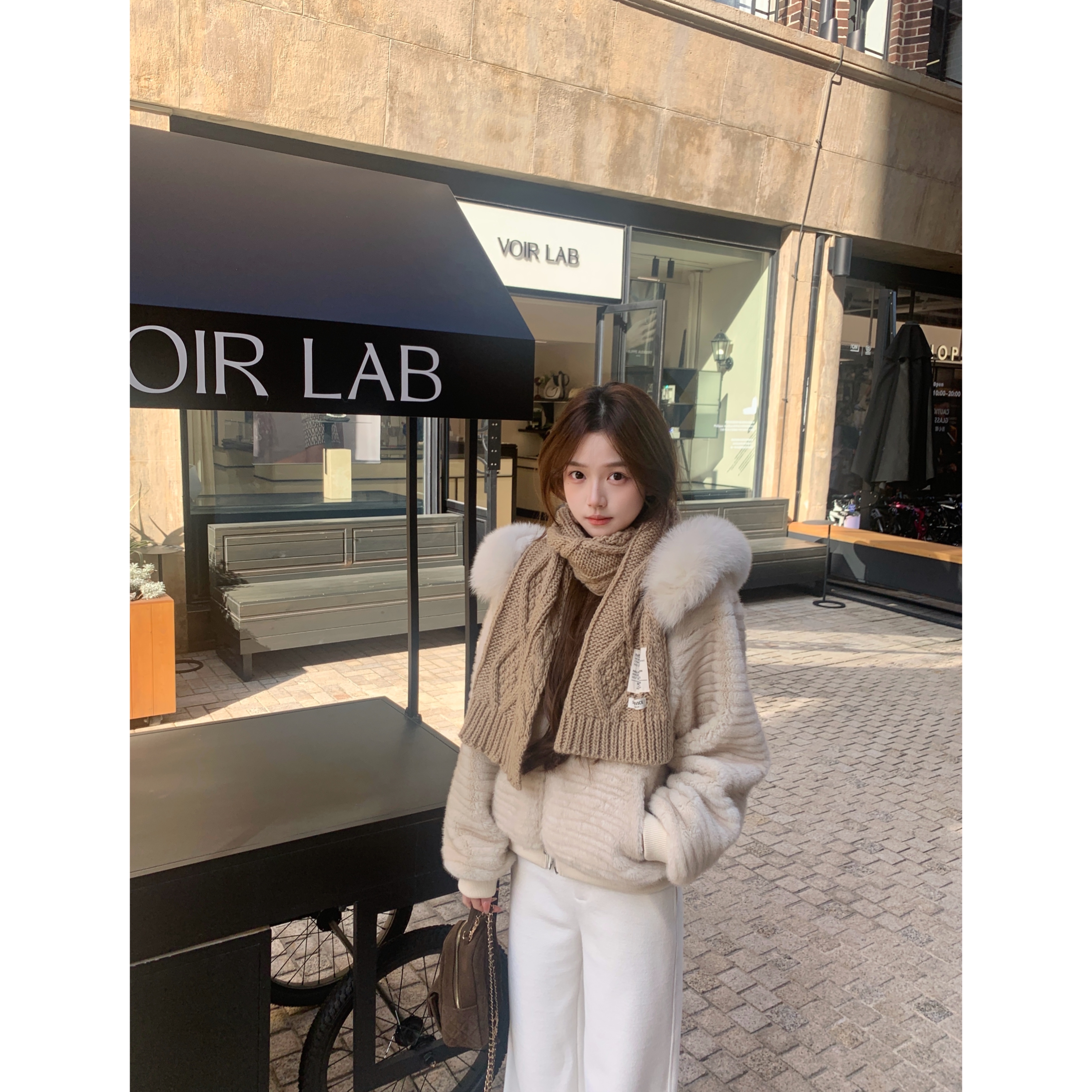 BBen多色保暖围巾女2025新款韩系针织毛线高级感百搭加厚防风围脖